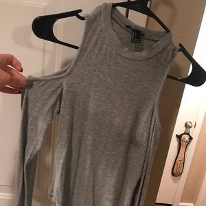 Gray Bodysuit - Cold Shoulder
